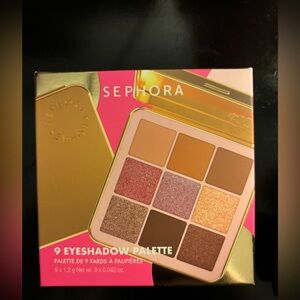 Sephora 9-Color Eyeshadow Palette with Pink and Gold Hues